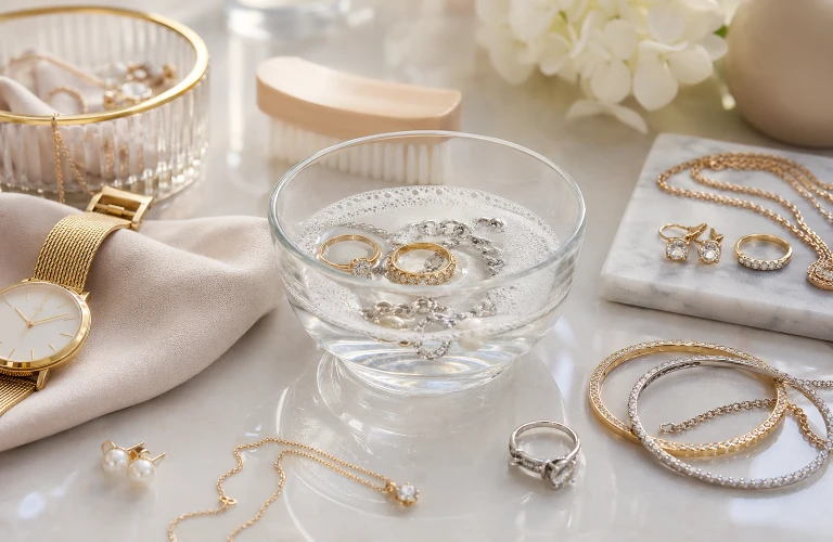 Schmuck reinigen: Tipps für Gold, Silber und Perlen